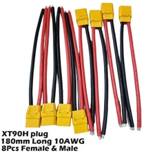 8pcs 10AWG XT90 Parallel Wire Cable Male/Female Connector For RC Lipo Battery