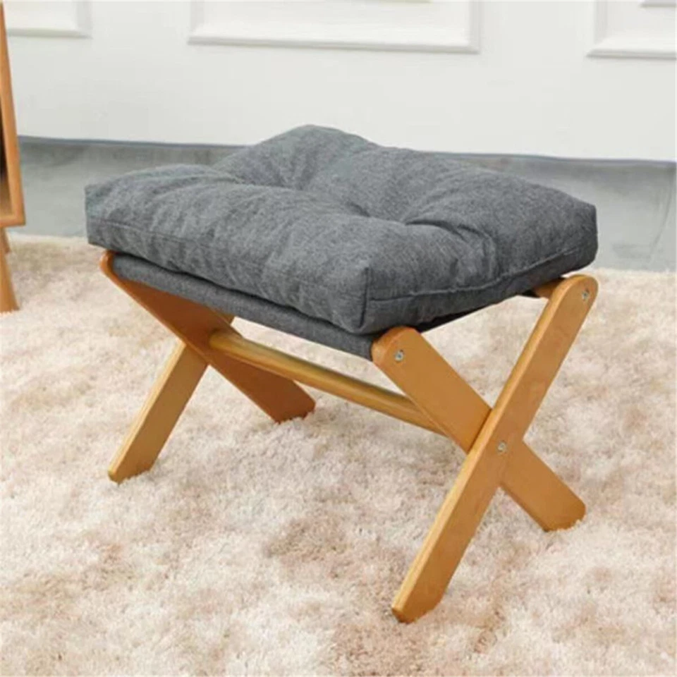 Portable Folding FootStool Foot Rest Ottoman With Cushion Home Office Sofa Stool - image 2 of 4