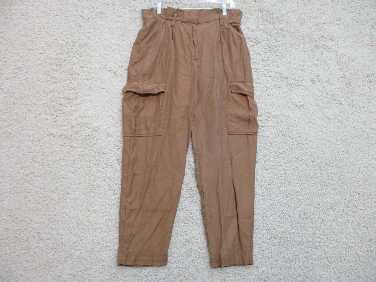 H&M Pants 10 Womens Regular Size Brown Khaki Cargo Pockets Casual Straight  Leg