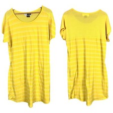 EXOFFICIO Women's L Yellow Striped Insect Shield Lightweight Performance Dress
