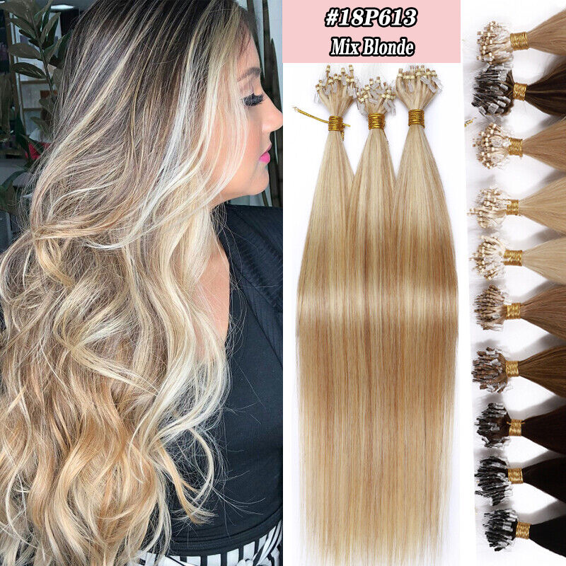 300Strands THICK 100% Remy Human Hair Extensions Micro Loop Ring Nano Bead Ombré Popularne, WYPRZEDAŻ