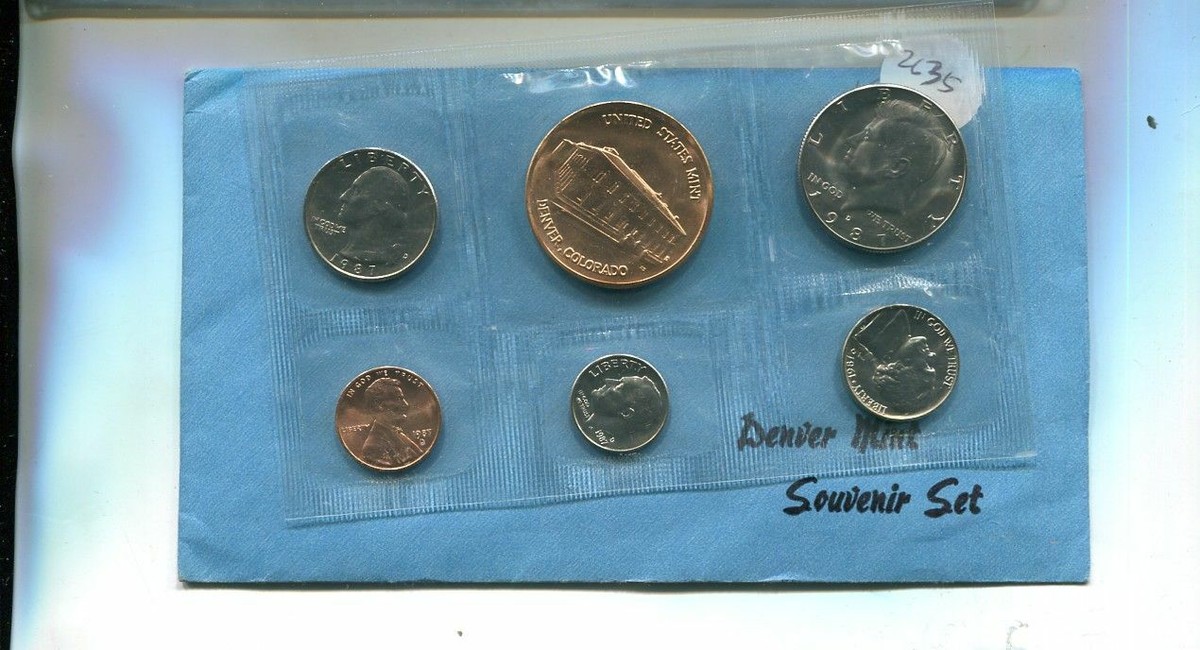 1987 D 5 COIN SOUVENIR MINT SET ORIGINAL ENVELOPE CHOICE BU 2635N