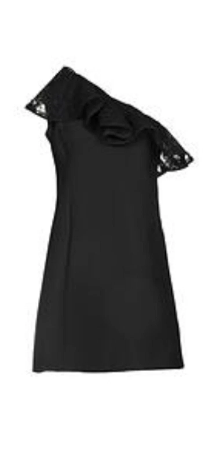 Abito Valentino monospalla seta lana nero