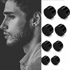 Men Women Stainless Steel Stud Earrings Magnetic Ear Plugs Non-Piercing Clip On
