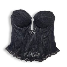 Vintage Bustier Corset Bra 34 A Black Lace Jezebel Lingerie