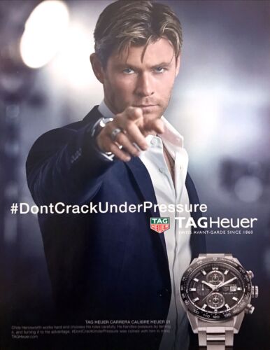 2016 Aktor Chris Hemsworth zdjęcie Tag Heuer Carrera Calibre Zegarek promocyjny druk reklama - Zdjęcie 1 z 1