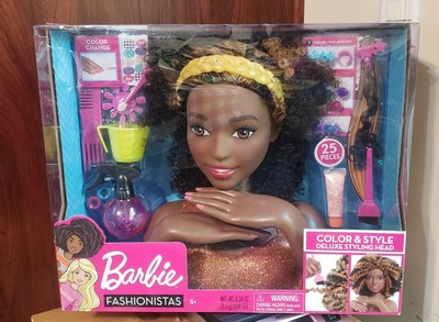 barbie color & style deluxe styling head curly hair african american