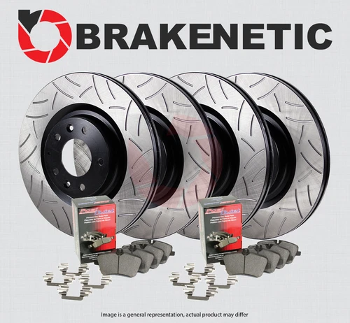F&R Premium GT Slot Brake Rotors + Ceramic Pads EVO 8/9 BPK90172
