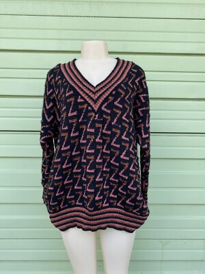 NWT ZARA KNIT Multicolor SWEATER METALLIC THREAD V-Neck Long Sleeve Size M #6698