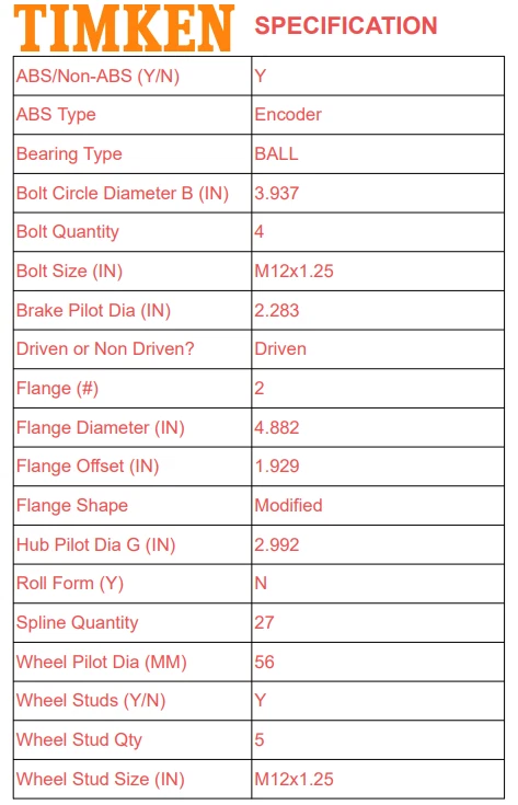 Cojinete de rueda delantera y buje TIMKEN para Subaru Impreza Forester Legacy Outback Foto 3 de 4