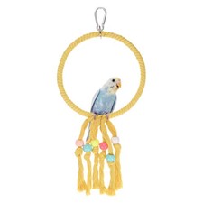 Bird Rope Perch Swing Bird Rope Ring Perch 13.7 Inch, Yellow