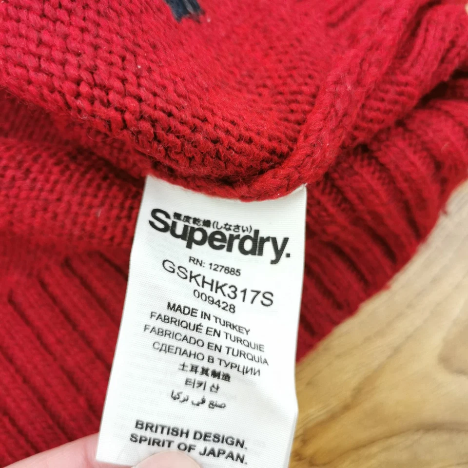 Superdry Vintage Nordic Knit Jumper Womens S Small Red Fair Isle Acrylic Wool - Image 4 of 4