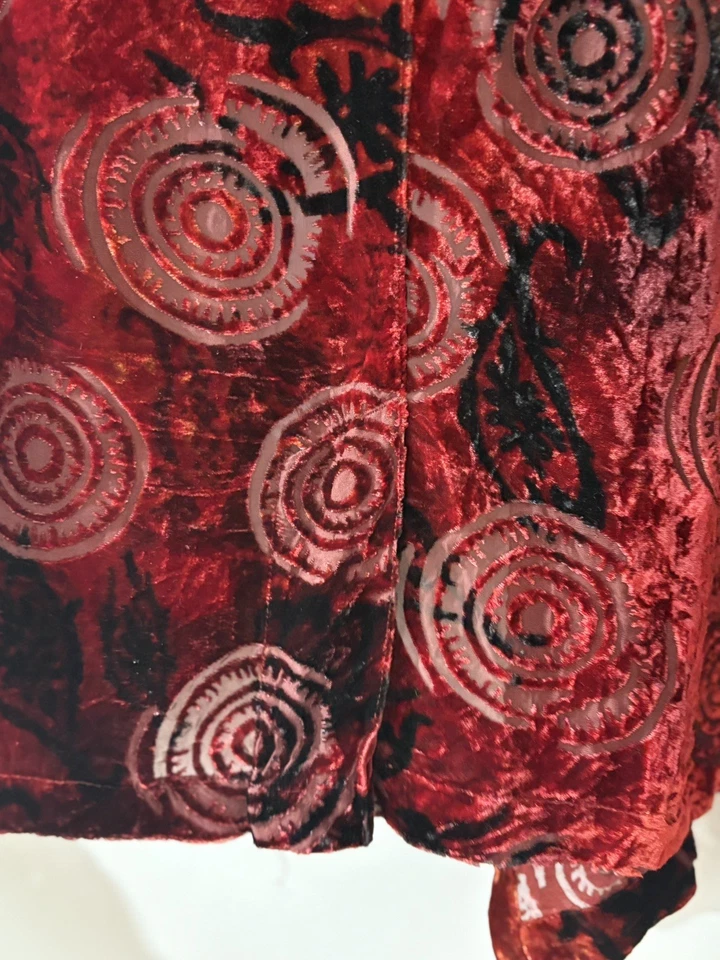 Blusa vintage Chico’s para mujer talla 2 grande roja Burnout mezcla de seda vanguardista años 90 Foto 2 de 4