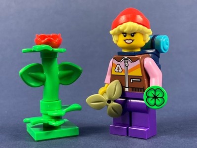 LEGO  Wanderer Camper Backpacking Rucksack Pflanze Wald Frau Kleeblatt Figur #2