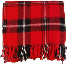 Faribo Stadium Blanket Acrylic Red White Black Plaid 40" x 56" Made in USA