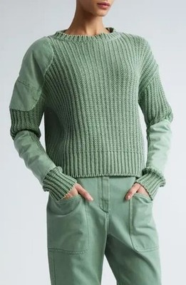 Max Mara Sfilata Pullover Abisso Gr L (40DE) Baumwolle Grün Outletpreis 384  NEU