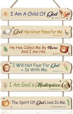 Inspirational Decor I am a Child of God Scripture Wooden Hanging Sign