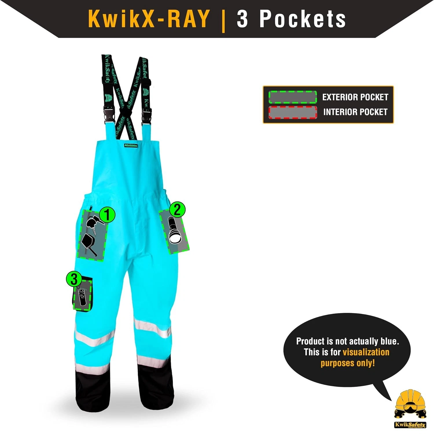 Yellow Class E Hi Vis Waterproof ANSI OSHA Safety Rain Bibs Rain Gear Overalls - product detail image 6