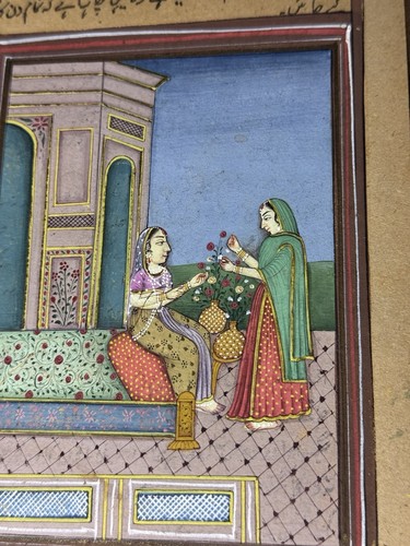 Vintage/Antique Indian Mughal Miniature Painting Matted Manuscript (Z84) - Picture 3 of 10