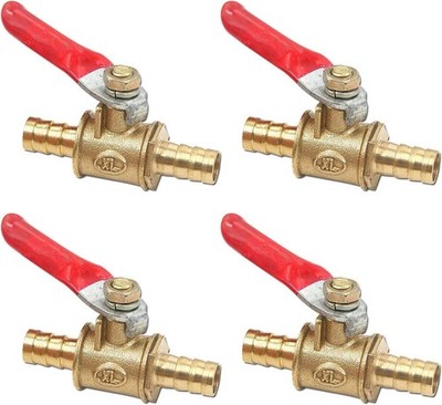 4 Pcs Forged Brass Ball Valve Mini Shut Off Switch, 5/16'' Hose Barb x 5/16'' Hose