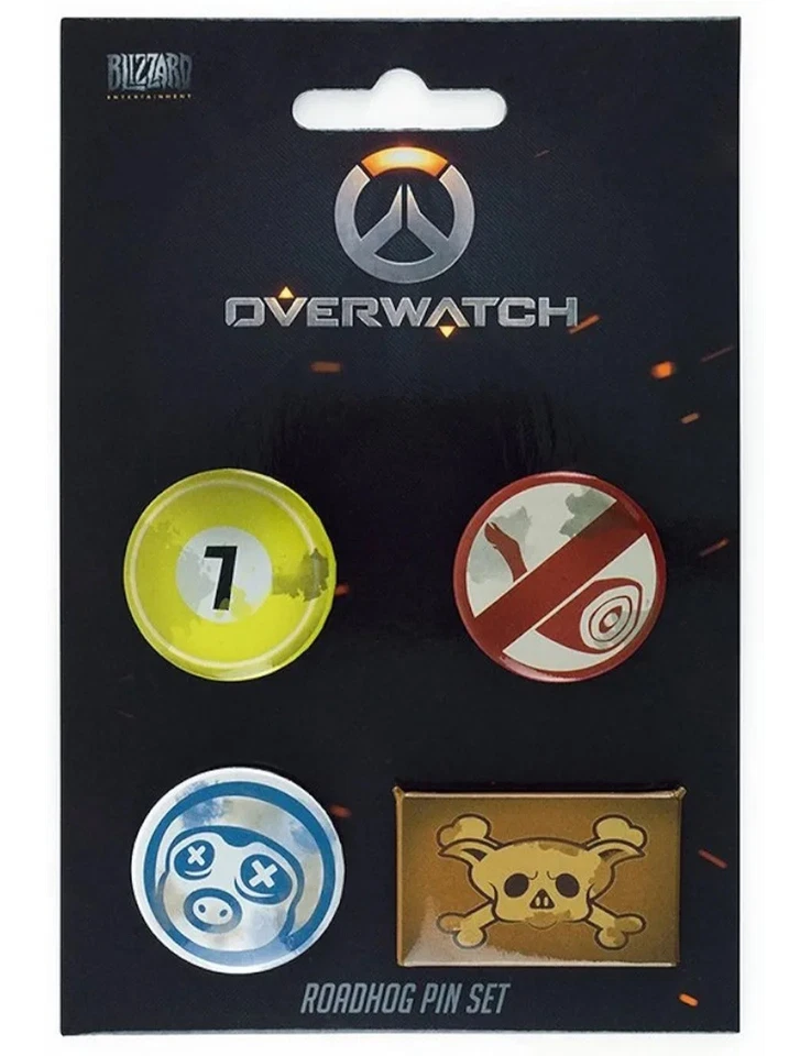 Overwatch Roadhog Pin Set Badge Set Multicolour 4 Gaming Metal Pins - NEW Gaya - Image 2 of 4