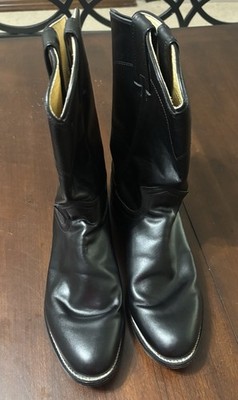 Vintage Justin Roper Boots 3133 Black Leather USA Made 7.5 D  display picture 3