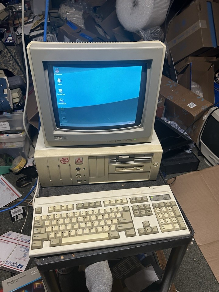 Pentium 100 Retro Vintage PC Computer Windows 95 DOS ISA dual Floppy 5 ...