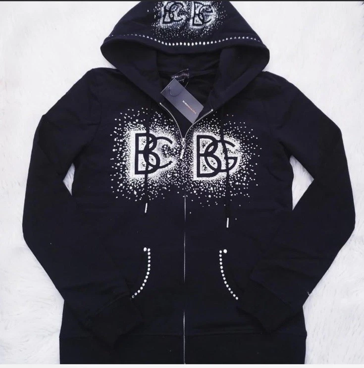 Traje de algodão BCBG Max Azria Y2K pequeno M novo com etiquetas preto prata bling stretch - Imagem 4 de 4