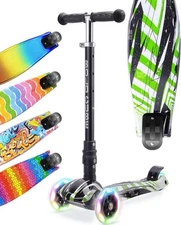 Boldcube Kids 3 Wheel Scooter Ages 5-10 Adjustable Handlebar Light Up Wheels NEW