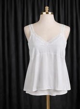 Shadowline White Nylon Lace Trimmed Lingerie Cami Camisole Top Size 40 Elegant
