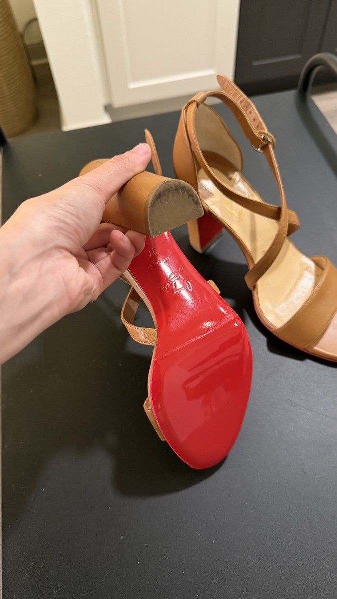 Christian Louboutin Brown Cross Heels Size 7 View 4