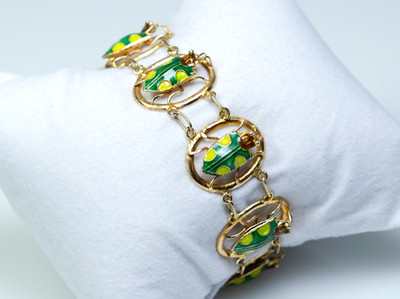 RAR - Silber - antikes Armband mit Emaille - Käfer/ Insekt - China-Export
