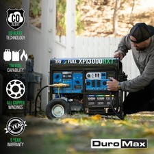 DuroMax XP13000HXT 13,000W Electric Start Tri-Fuel Portable Generator w/CO Alert