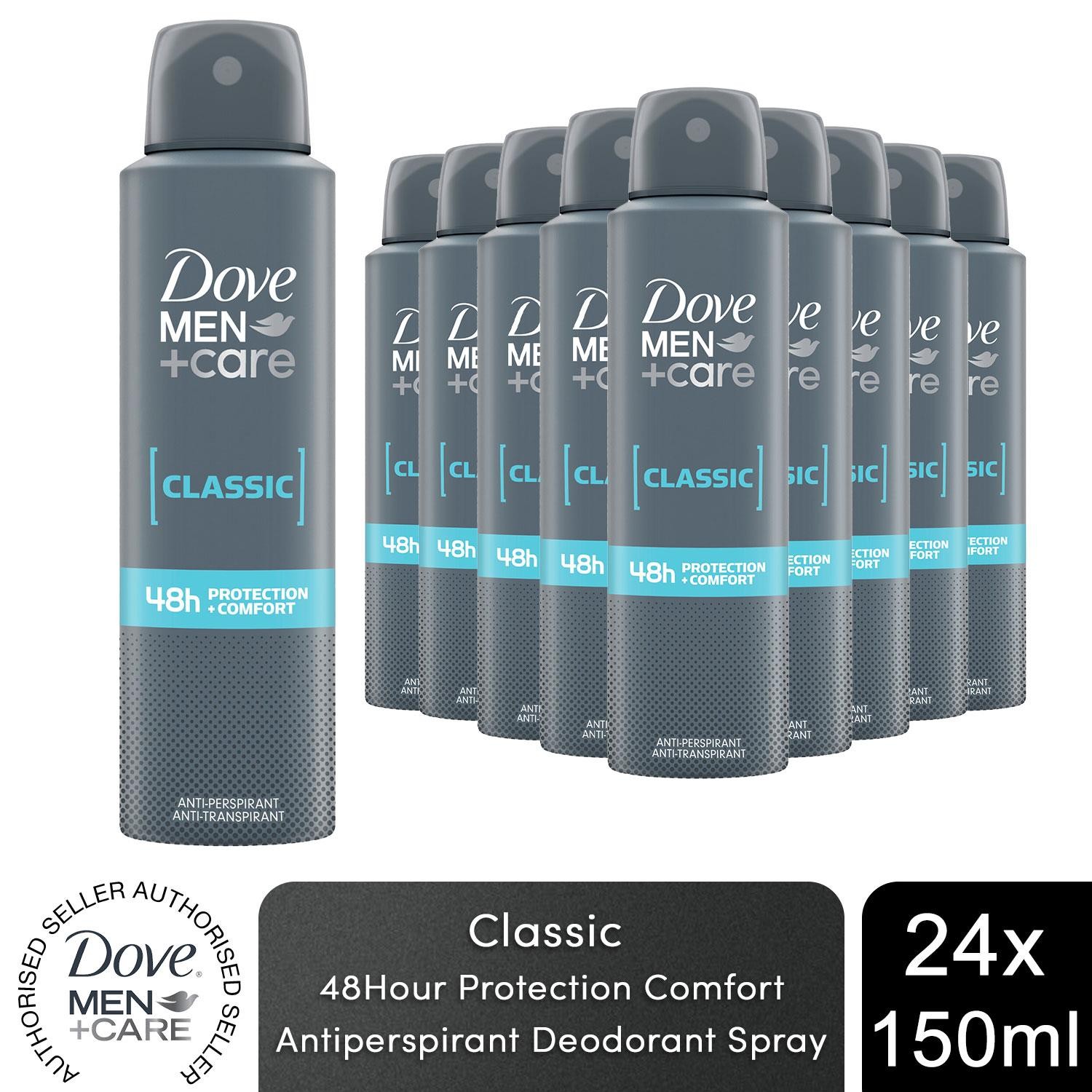 Dove Men+Care Classic Antiperspirant with 48H Sweat Protection Deo 150ml, 24pk