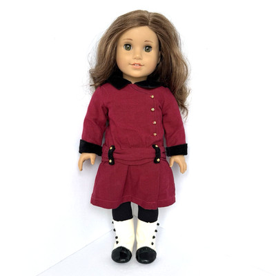 American Girl Historical 18'' Doll Rebecca Rubin Burgundy Dress Boots Read