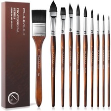 Aquarellpinsel Set, 10er, synthetisch, Flachpinsel, Künstlerpinsel, Wasserfar...