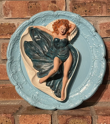 VTG Pin Up Risque Sexy Woman Ashtray 3D Holland Mold on Plate For Display