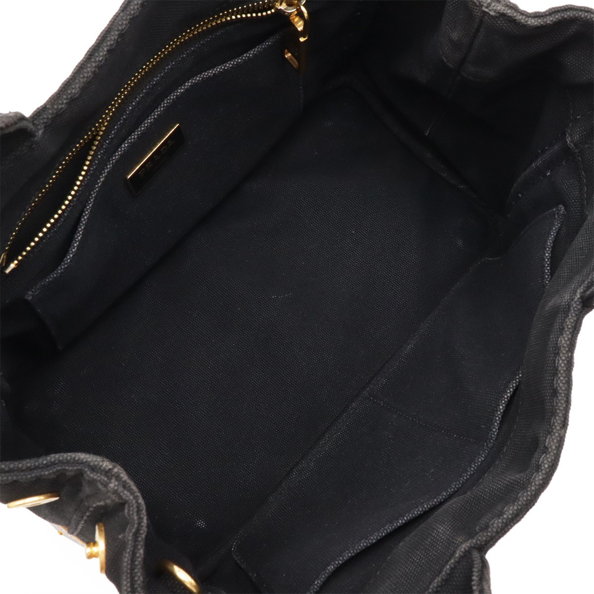 PRADA CANAPA Handbag 2WAY Shoulder Bag Crossbody Canvas NERO Black Gold Hardware thumbnail 6
