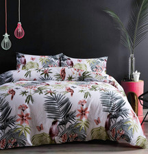 Tropical Palm Leaves Duvet Cover Set - King Size Cotton Bedding