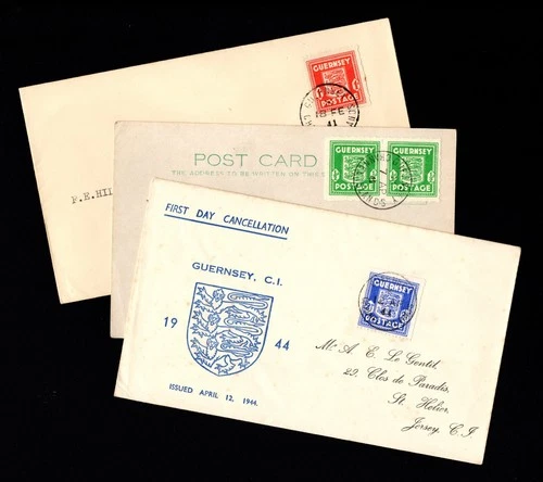 GUERNSEY 1941-44 ARMS SET ON THREE FIRST DAY COVERS