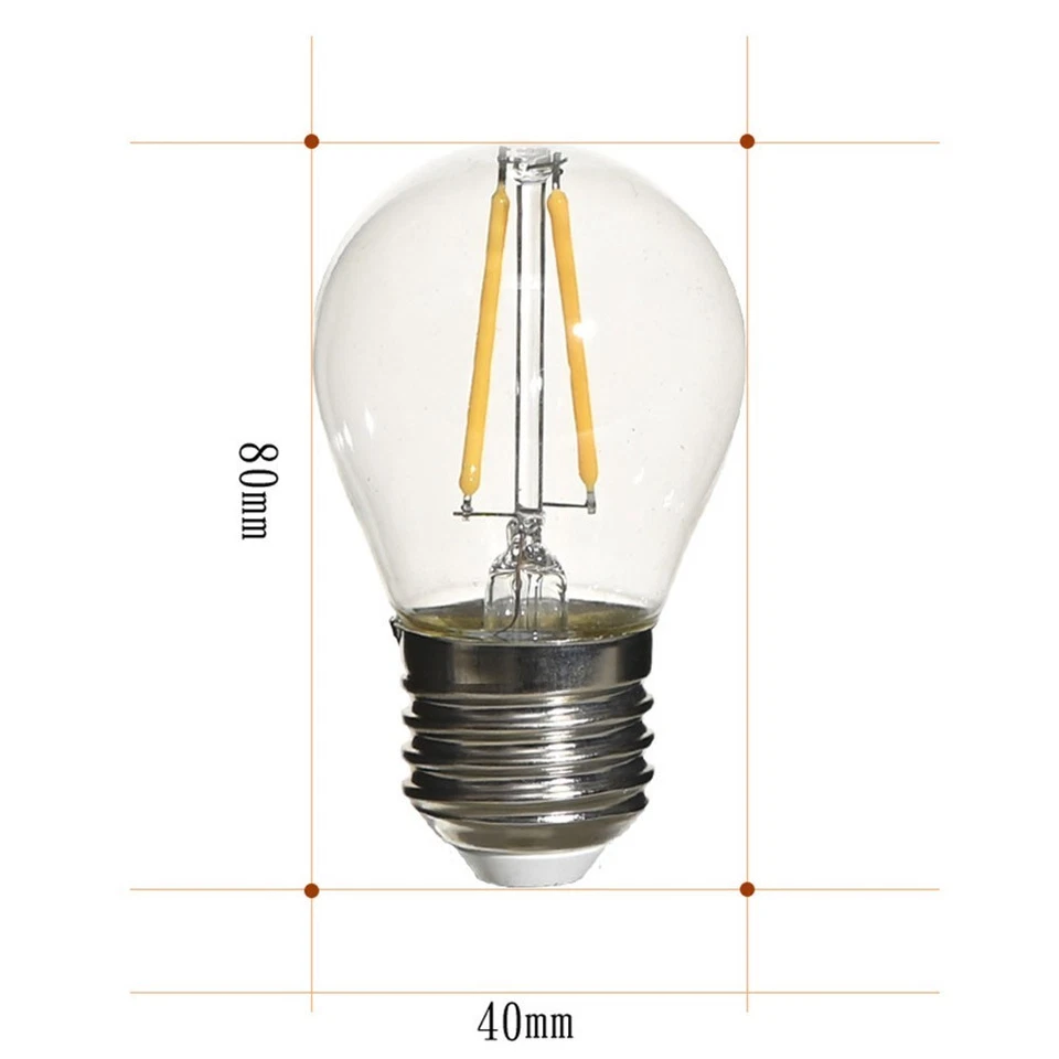 G45,E27,2700K Clear Ligh Transparent Leds Bulb Warm-White Lights Retro Nostalgia - Image 3 of 4