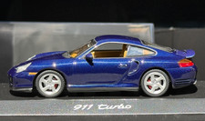 1999 Porsche 996 Turbo 1:43 Minichamps (911) Blue Dealer Edition Diecast Car