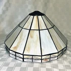 Vintage 14" Mission Tiffany Style Stained Slag Leaded Glass Lamp Shade Geometric