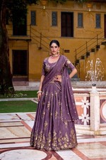 Chocolate Crush Lehenga Choli Stitched With Dupatta Heavy Embroidery Party Wear
