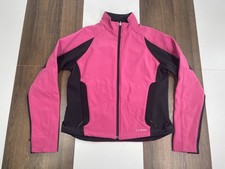 LL Bean Womens MED Regular Pink Jacket Fleece Lined High Neck Full Zip Stretch