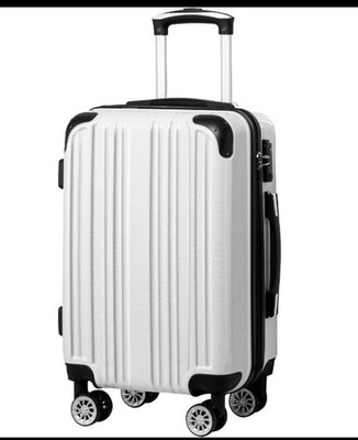 Coolife Luggage Expandable  Suitcase Spinner White Hard Light 4 Wheeler 20in