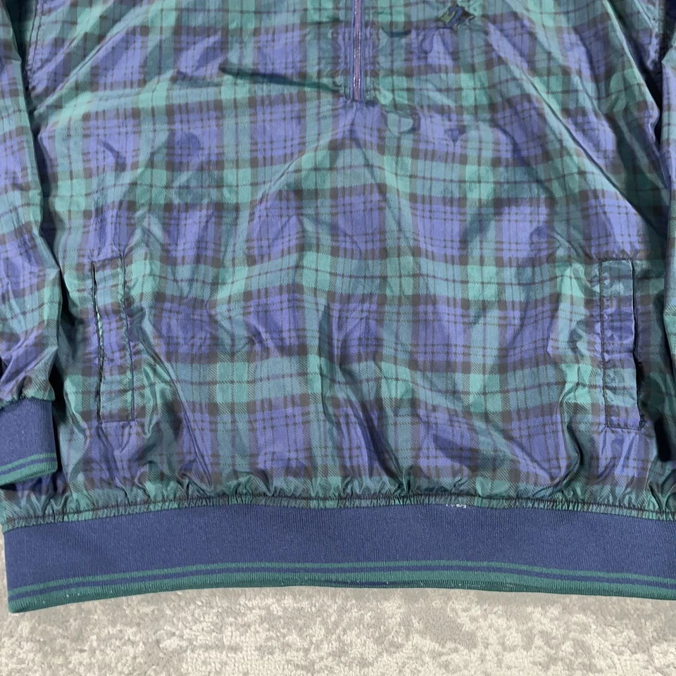 Винтажный Jerzees ветровка куртка мужская XL черный часы клетку 1/4 молнии гольф 90-х - Изображение 4 из 4