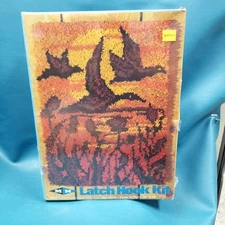 VTG 1980 Sealed M H Yarns Latch Hook Kit  "Geese in Flight"  #18008 18"x24"