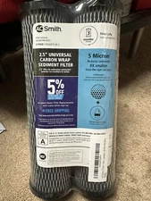 AO Smith 2.5” Universal CARBON WRAP SEDIMENT FILTER 5 Micron New In Sealed 2Pack