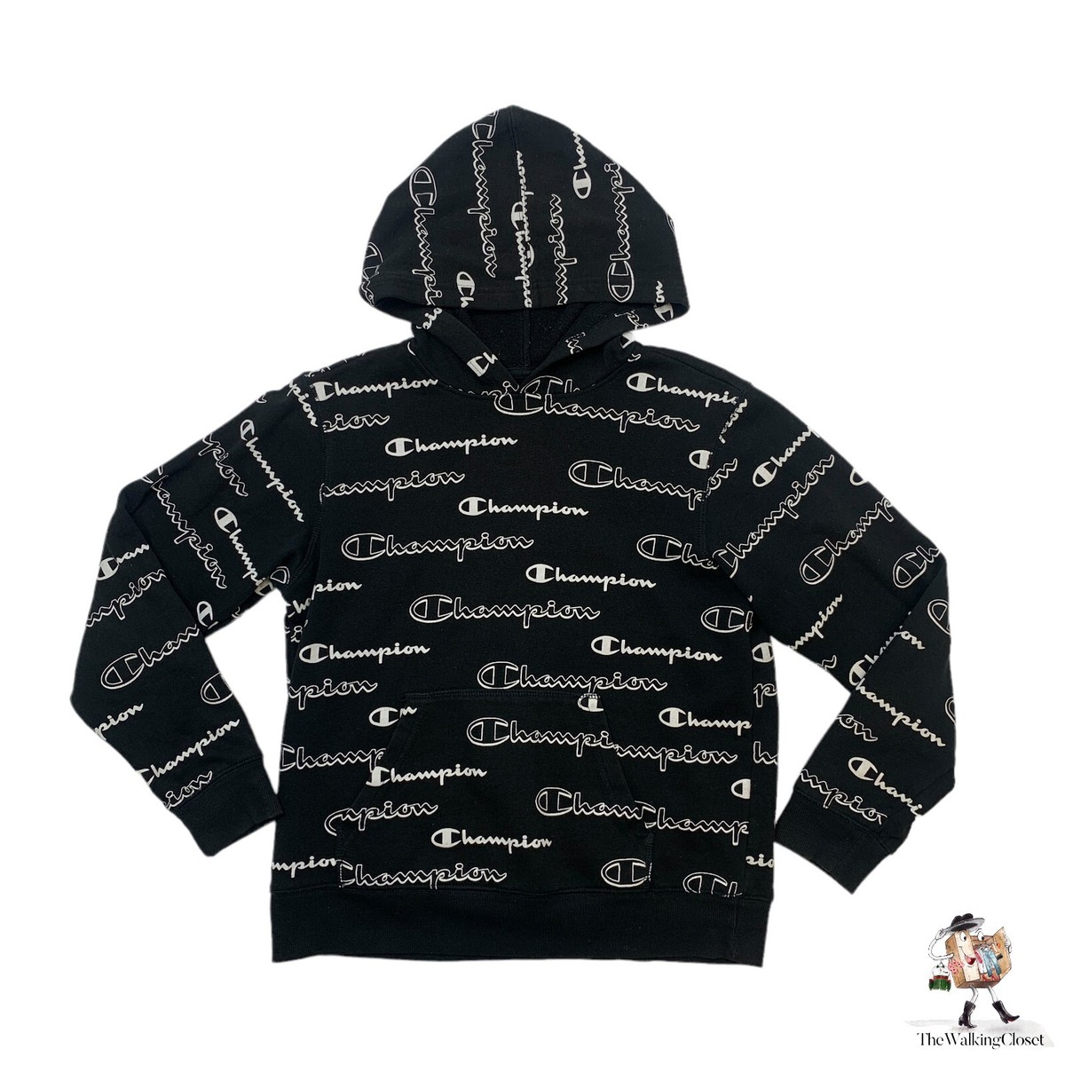 Champion Hoodie Youth Kid L Large Black Fleece Lined Champion Hoodie Youth Kid L Large Black Fleece Lined